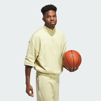 adidas Basketball Sueded 3/4 Half-Zip Sweatshirt - Yellow