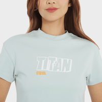 Titan Hoops Talk Women's Cropped Tee - Summer Blue
