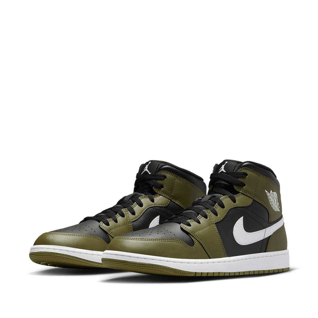 Air Jordan 1 Mid Black and Medium Olive