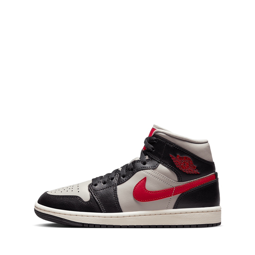 Wmns Air Jordan 1 Mid Black Gym Red and College Grey TITAN
