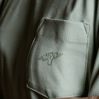 Titan Essentials Fist Logo Women's Cropped Pocket Tee - Dusty Green