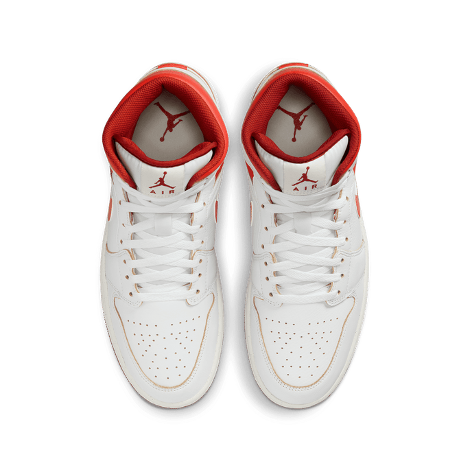 Air Jordan 1 Mid SE White and Dune Red TITAN